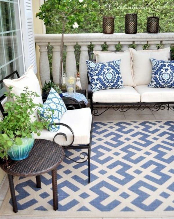 A colored carpet will refresh your terrace balcony beautiful Interior
