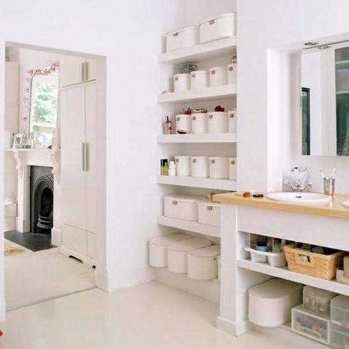 Bathroom with extra storage space Bathroom with extra storage space