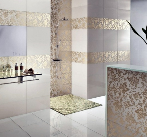 40 Bathroom Tile Ideas Decoration And Furniture Fl Pattern With Gold Effect 40 Bathroom Tile Ideas Decoration And Furniture