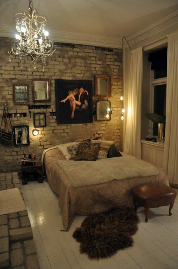 How you could decorate a brick wall behind your bed 31 ideas Interior