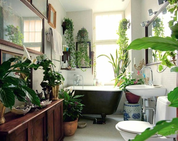 Interior design ideas - green houseplants in the bathroom Interior design ideas - green houseplants in the bathroom