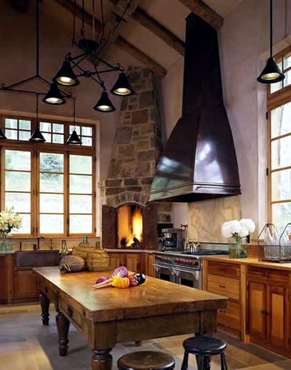 Creatice Kitchen With Fireplace for Small Space