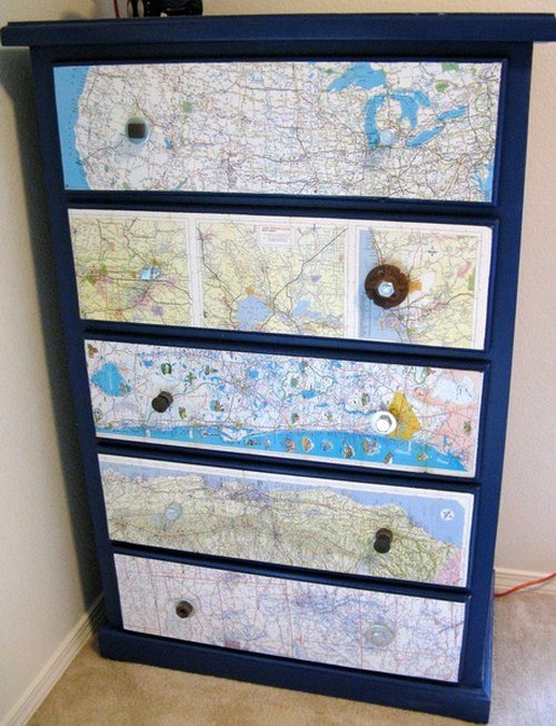 Interior decoration with Maps - 25 Ideas for Self-Design Interior decoration with Maps - 25 Ideas for Self-Design