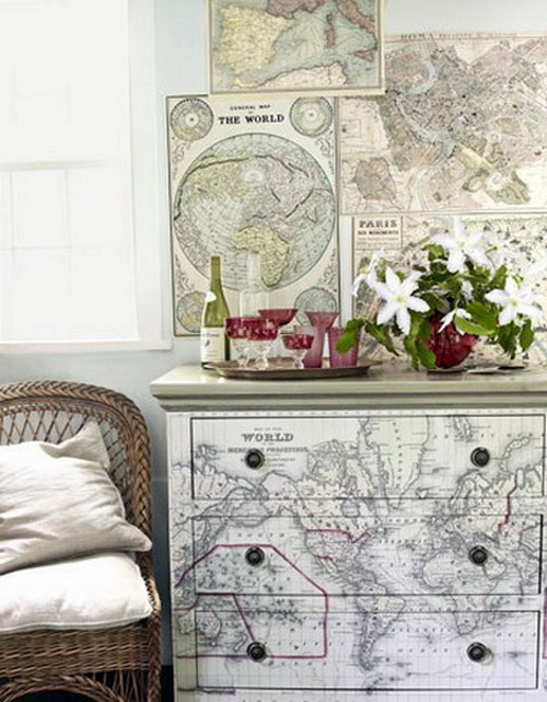 Interior decoration with Maps - 25 Ideas for Self-Design Interior decoration with Maps - 25 Ideas for Self-Design