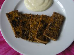 Breaded tofu yogurt dip