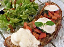 Bruschetta with grilled eggplant and Stracchino
