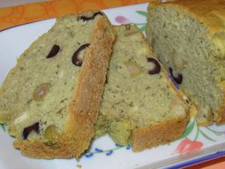 Cake Matcha tea and olives