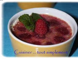 Cream with raspberries