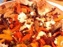 Organic pizza with goat cheese &amp; peppers