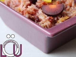 Risotto of purple and yellow carrots