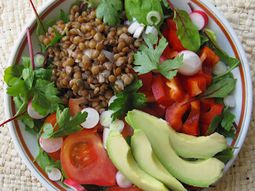 Salad and vegetables lentillons