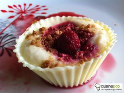 Tiramisu with raspberry chocolate shell