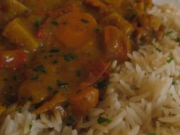 Vegetable Korma sauce and basmati rice
