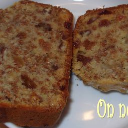 All-Bran cake, bananas, grapes and pecans