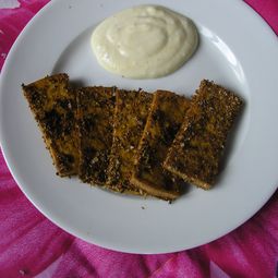 Breaded tofu yogurt dip