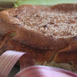 Fudge cake and rhubarb mascarpone