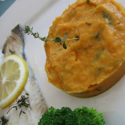 Mashed sweet potato and fennel