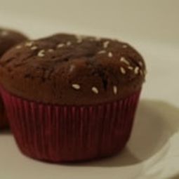 Melted chocolate, almond puree and pumpkin seeds