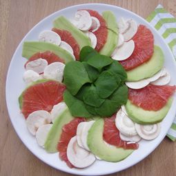 Mushroom Carpaccio, grapefruit, avocado and purslane