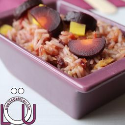 Risotto of purple and yellow carrots