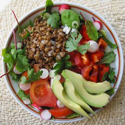 Salad and vegetables lentillons