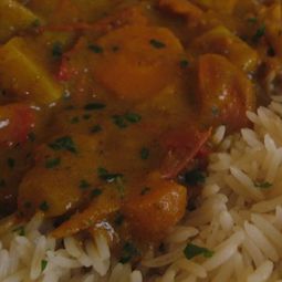 Vegetable Korma sauce and basmati rice