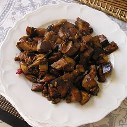 Wok eggplant and mushrooms Szechuan