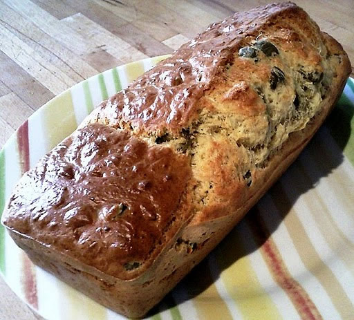 Cake with green olives