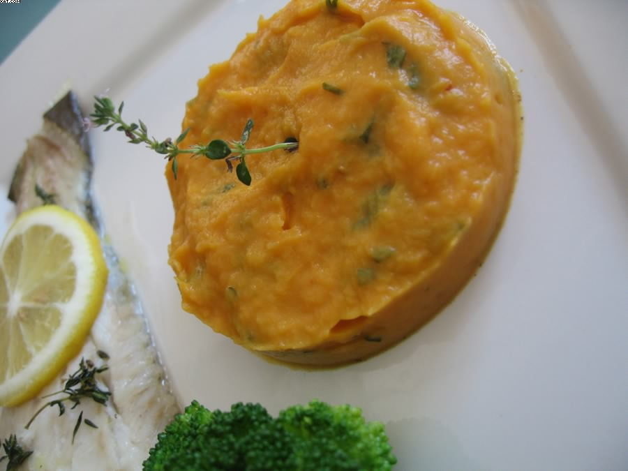 Mashed sweet potato and fennel