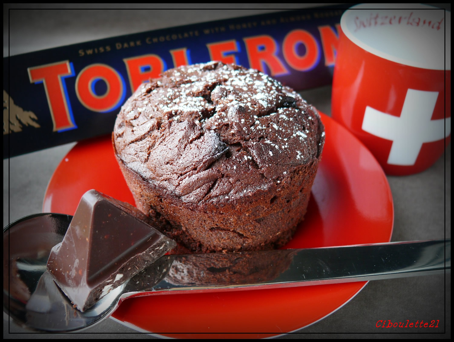 Melted dark Toblerone