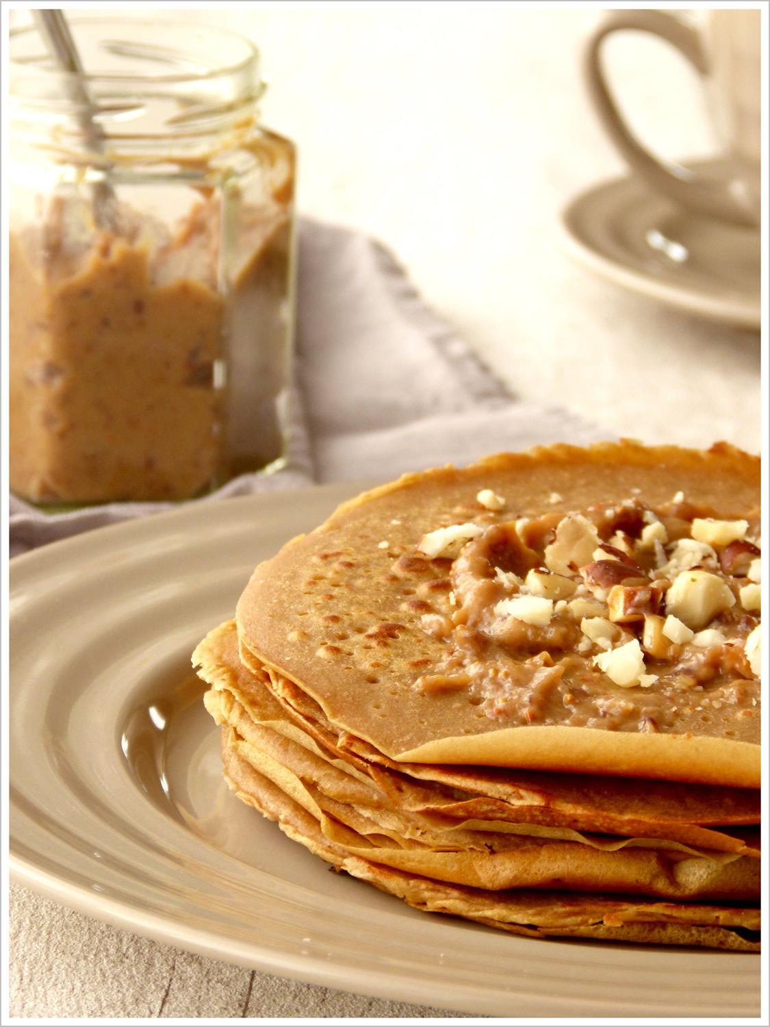 Pancakes with chestnut flour and dried fruit spread