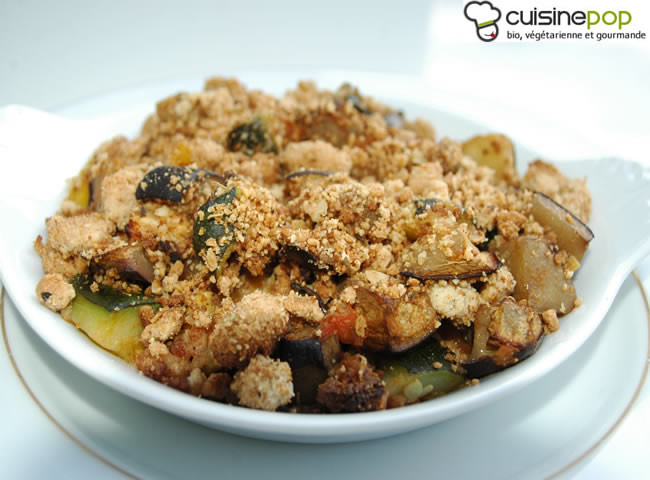 Ratatouille crumble with almonds and cashews