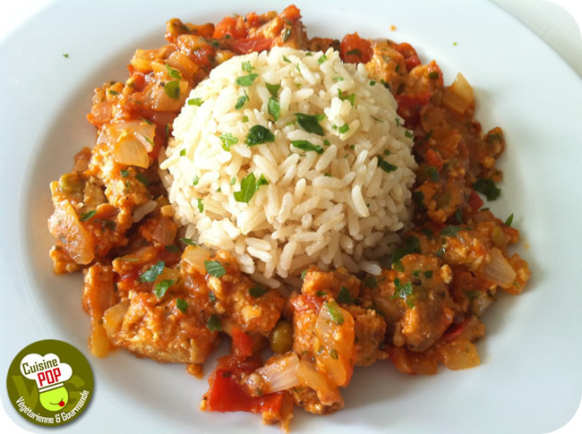 Soybean cake with vegetables and brown rice