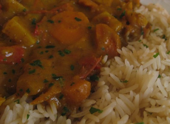 Vegetable Korma sauce and basmati rice