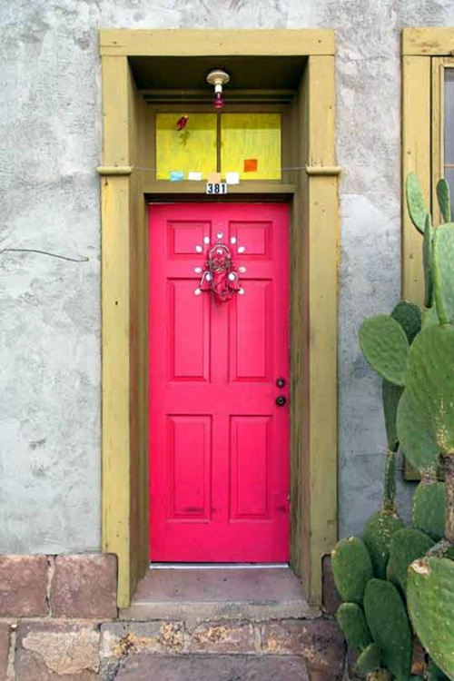 12 cool ideas for pink creative door design