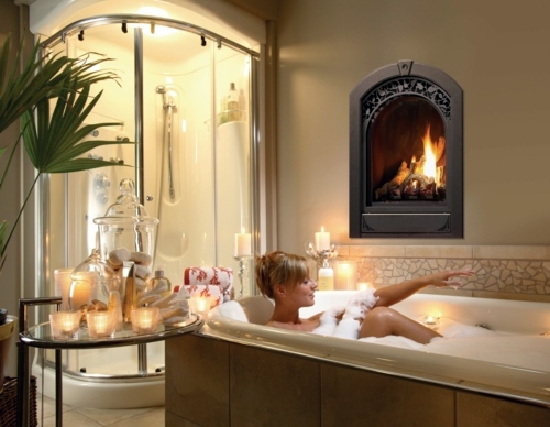 25 Bathroom designs with built-in fireplaces – romantic atmosphere