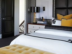 Bold bedroom color ideas with black and white accents