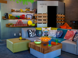 Creative interior design with patterns from video games