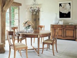 Elegant decor in the dining room with rustic furniture