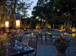 Fascinating lighting in the garden transforms the exterior in a small paradise