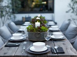 Garden Furniture Ideas – Ask the wooden garden table in the center