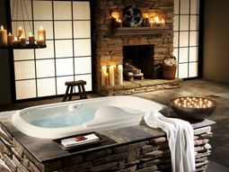 Interesting bathroom design – everything in the bathroom of rough stone