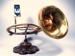 iPhone amplifier made from recycled instruments