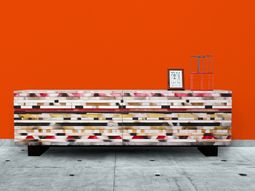 Living room set up – Buffet wings out of recycled strips