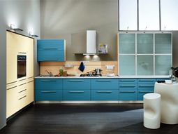 Modern colors in the modern kitchen – yellow, blue, beige