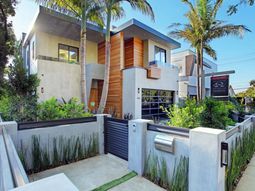 Modern luxury house with water features and modern design