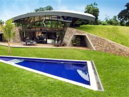 Modern underground hillside houses in Luque, Paraguay