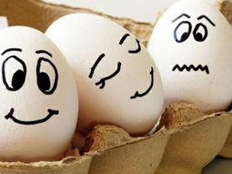 Painted Easter eggs with face