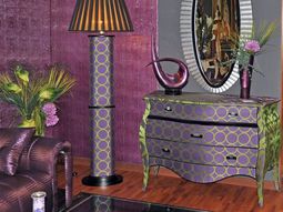 Purple-colored living room in impressive style