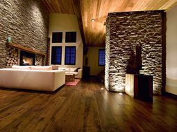Receive the natural home – natural stone wall in the living room